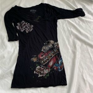 Sinful rhinestone 3/4 t-shirt